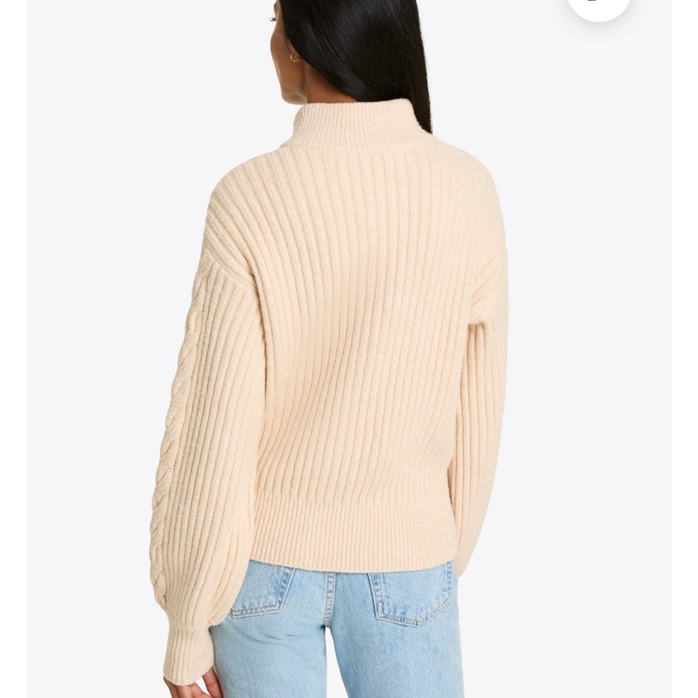 Draper James Quarter Gold Zipper Cableknit Sweater in Cream Ivory NEW W2011 Sz S - Picture 2 of 12